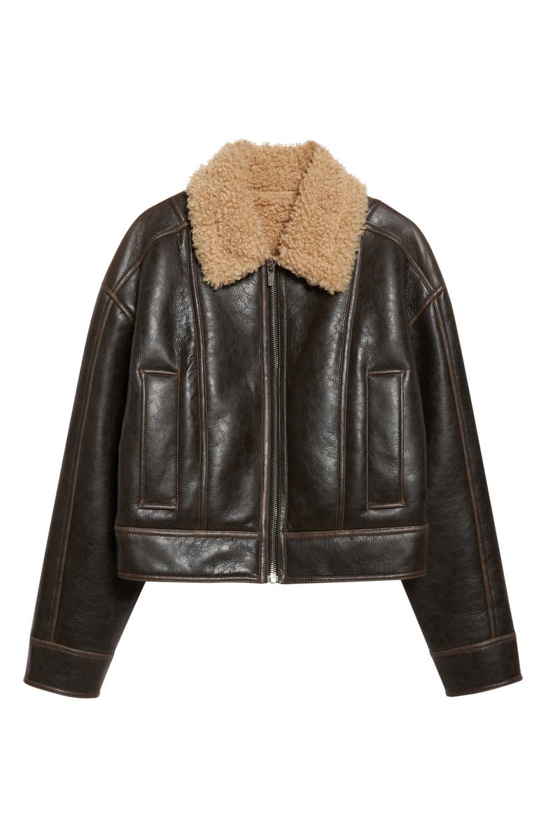 A.L.C. Stevie Faux Shearling Collar Jacket, Alternate, color, Deepest Brown