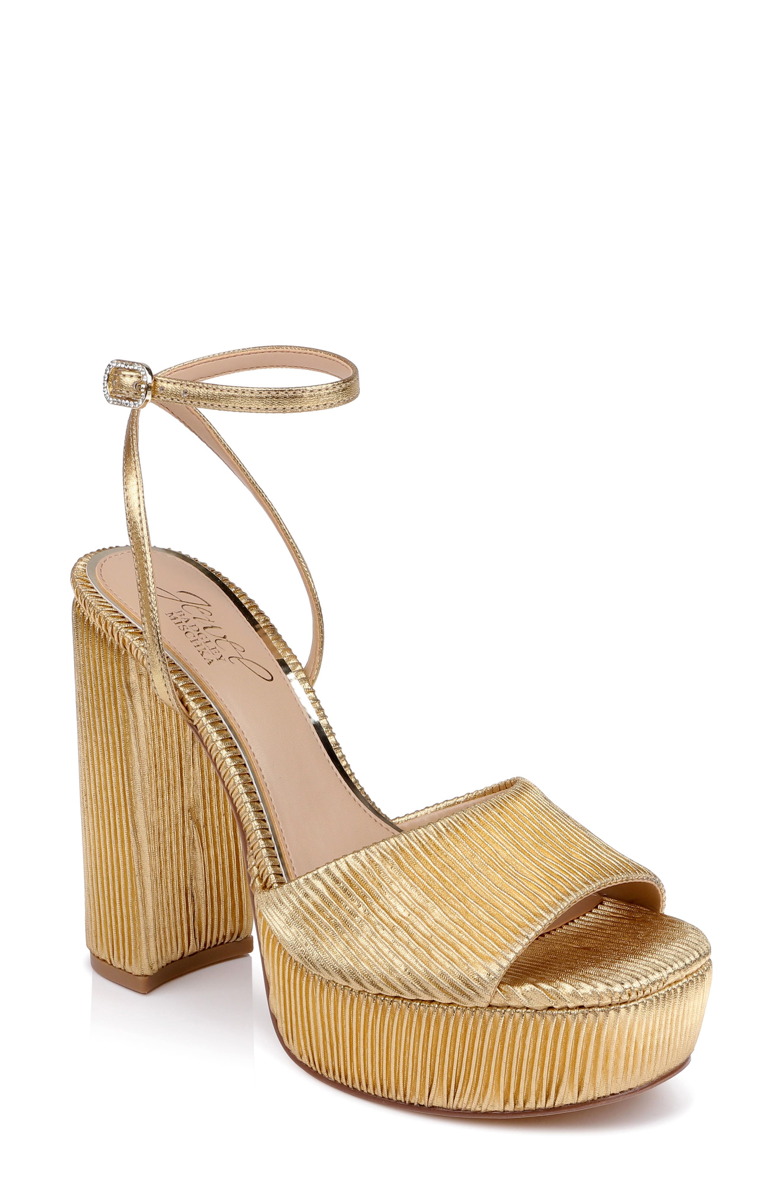 Bahari Platform Sandal, Main, color, GOLD FABRIC