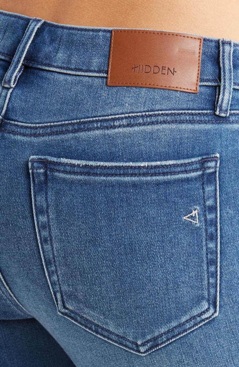 HIDDEN JEANS Ripped Mid Rise Flare Jeans, Alternate, color, Dark Wash