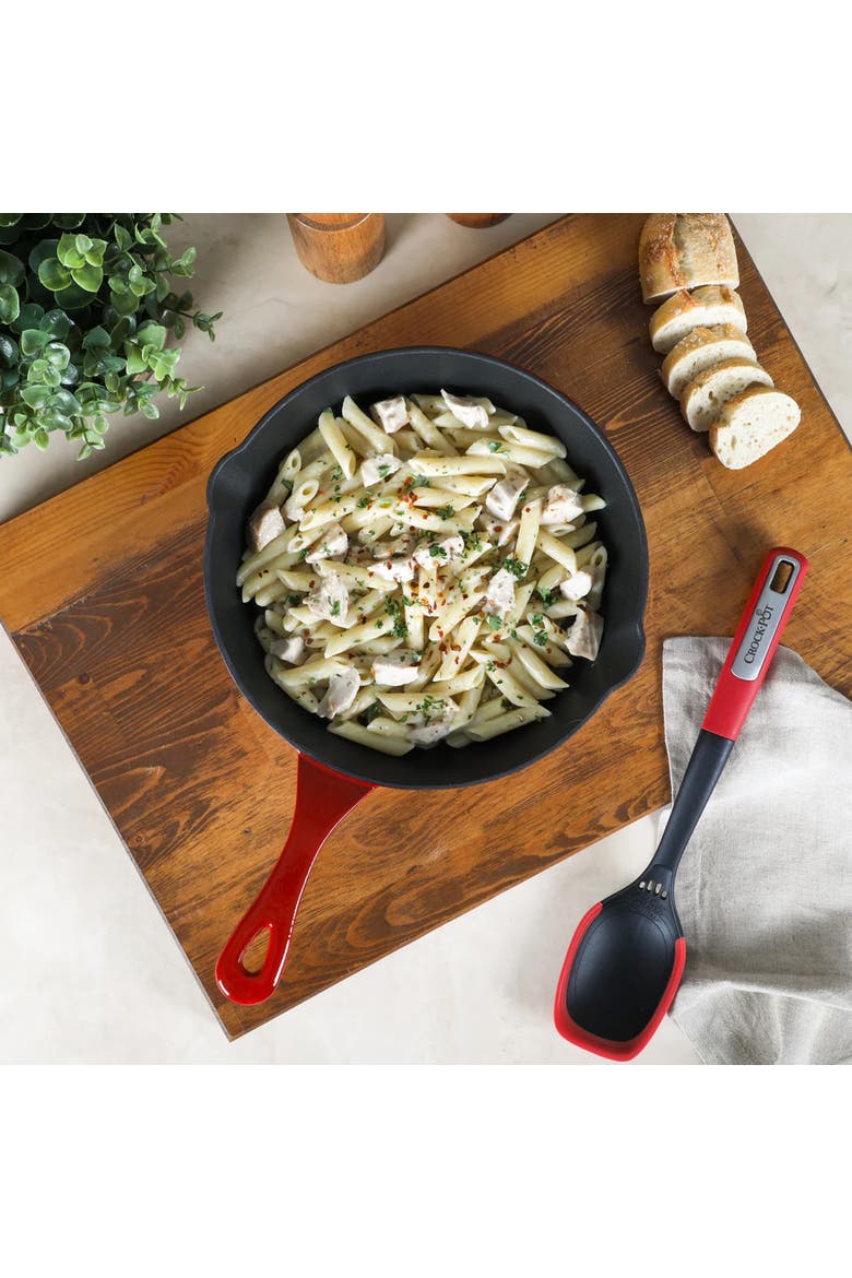 8 Inch Enameled Cast Iron Round Skillet, Alternate, color, Red