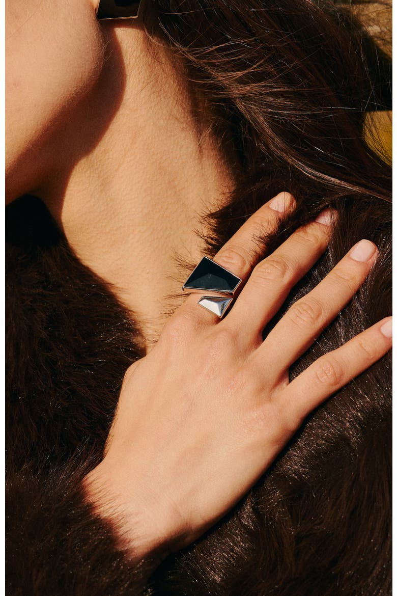 Echo Ring, Alternate, color, Black & Silver