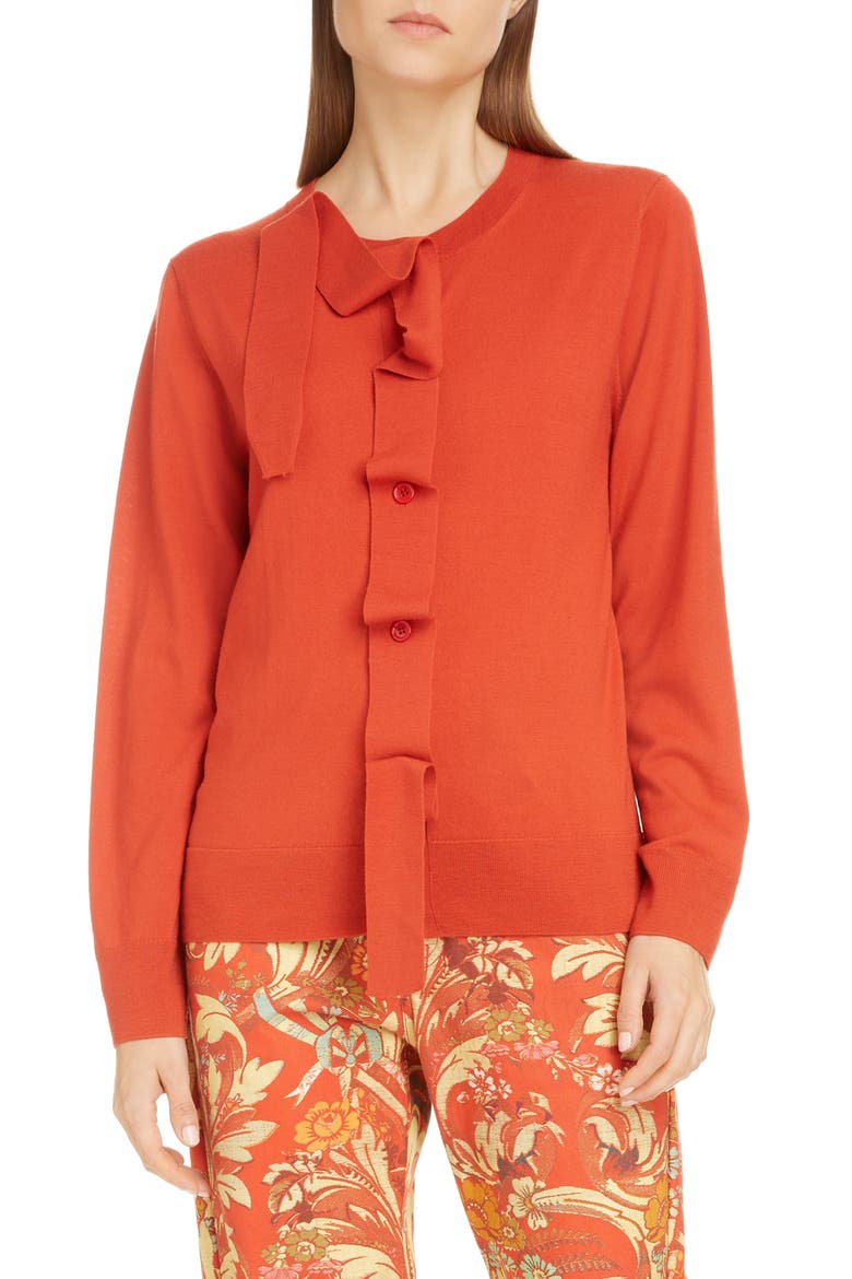 Janae Merino Wool Cardigan, Main, color, VERMILLION