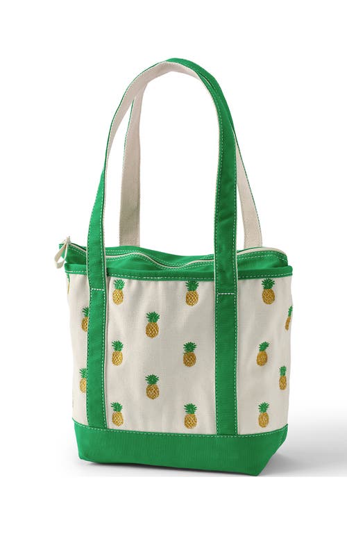 Lands' End Zip Top Long Handle Canvas Tote Bag