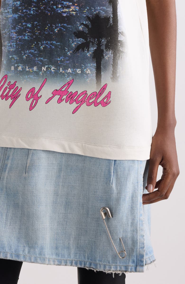 Balenciaga Layered Mixed Media T-Shirt Dress, Alternate, color, 4200 Light Blue