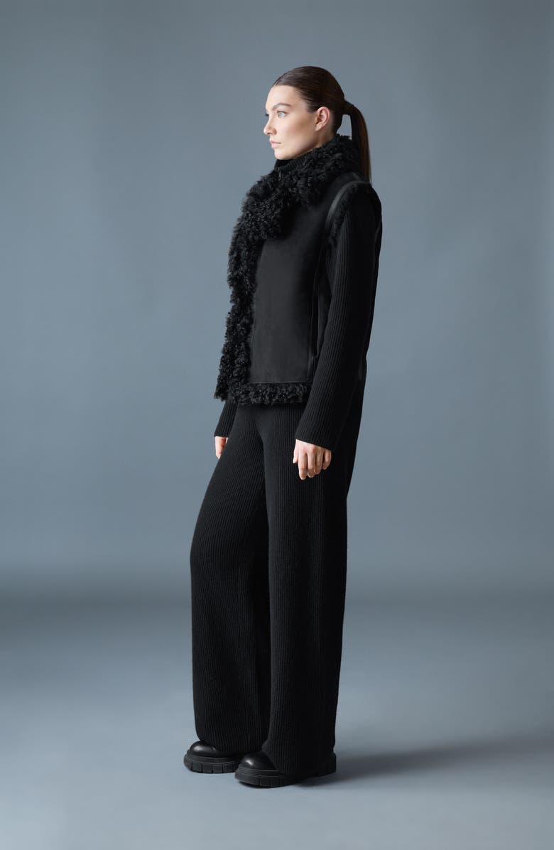 Mackage Kasia Reversible Genuine Shearling Vest, Alternate, color, Black