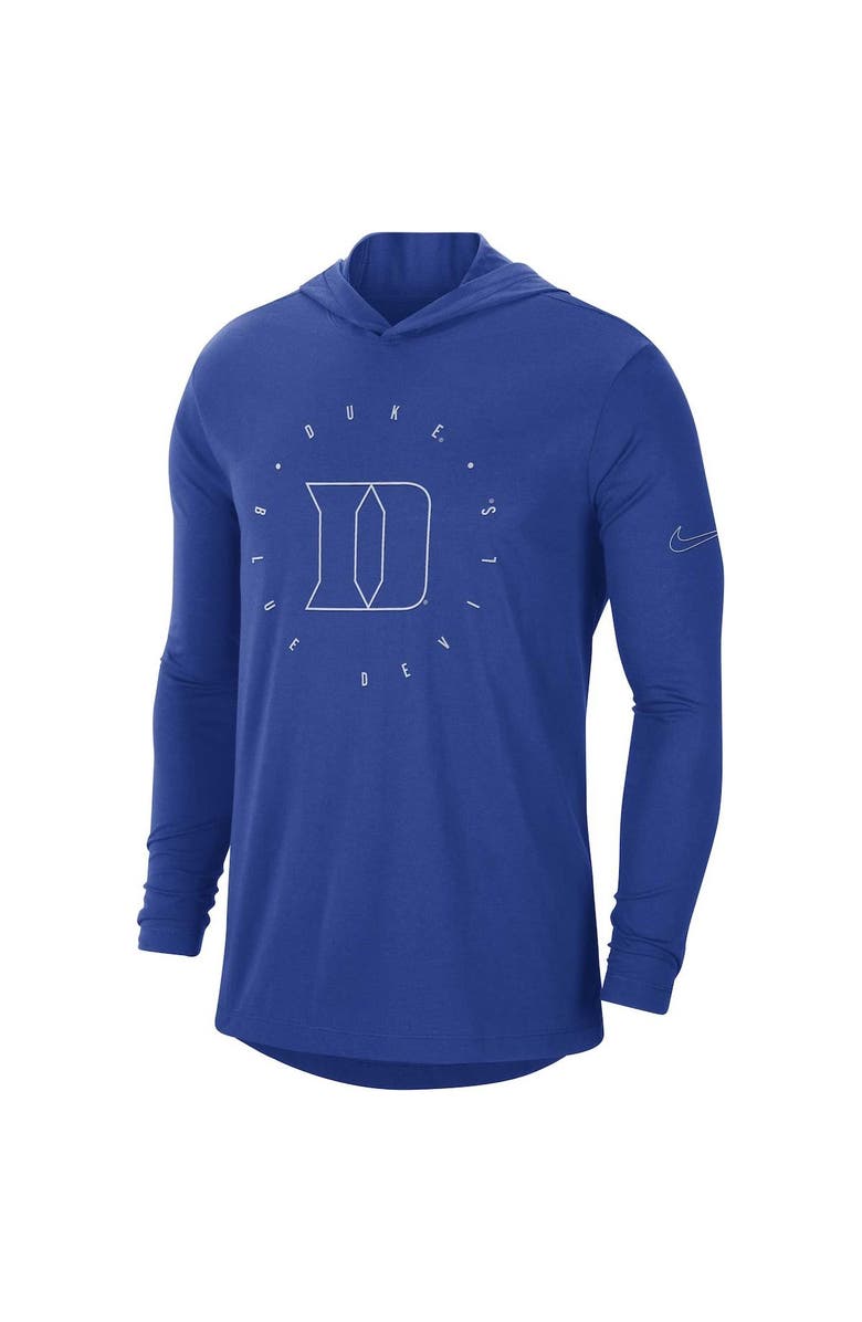 Nike Men's Nike Royal Duke Blue Devils Campus Tri-Blend Performance Long Sleeve Hooded T-Shirt, Alternate, color, 