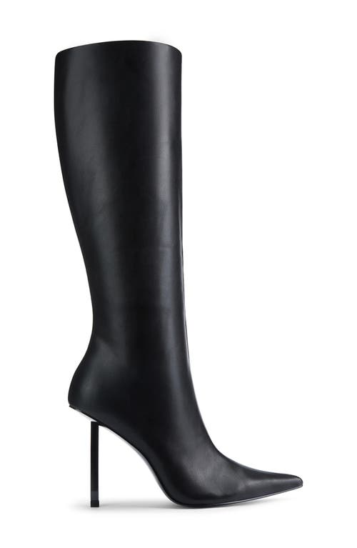 Femme La Vienna Pointed Toe Knee High Boot In Black