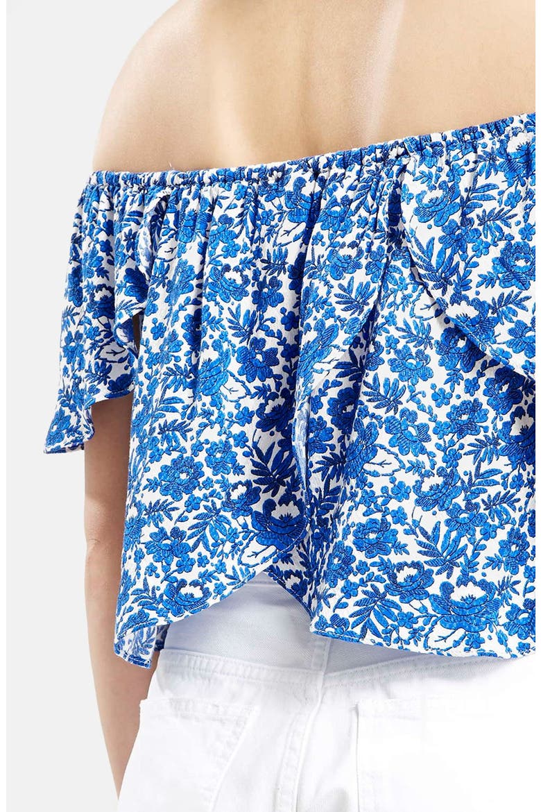 Floral Print Off the Shoulder Top, Alternate, color, BLUE MULTI