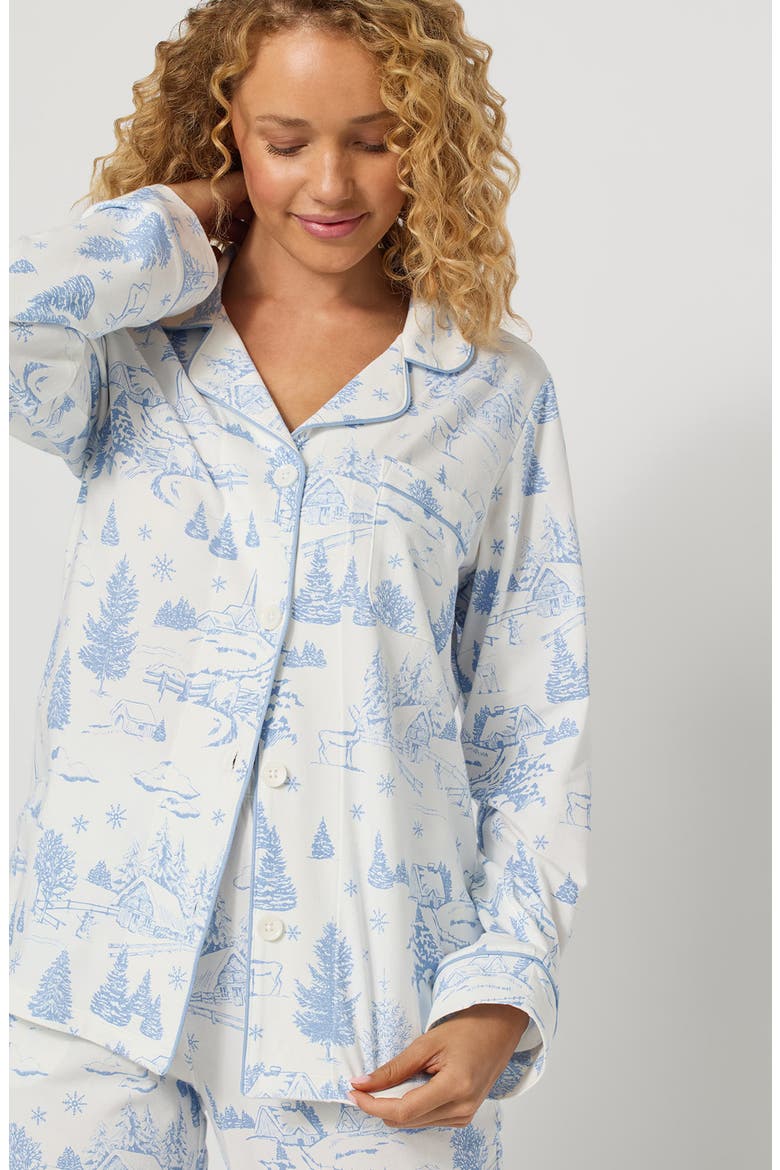 Print Stretch Organic Cotton Pajamas, Alternate, color, WINTER WONDERLAND