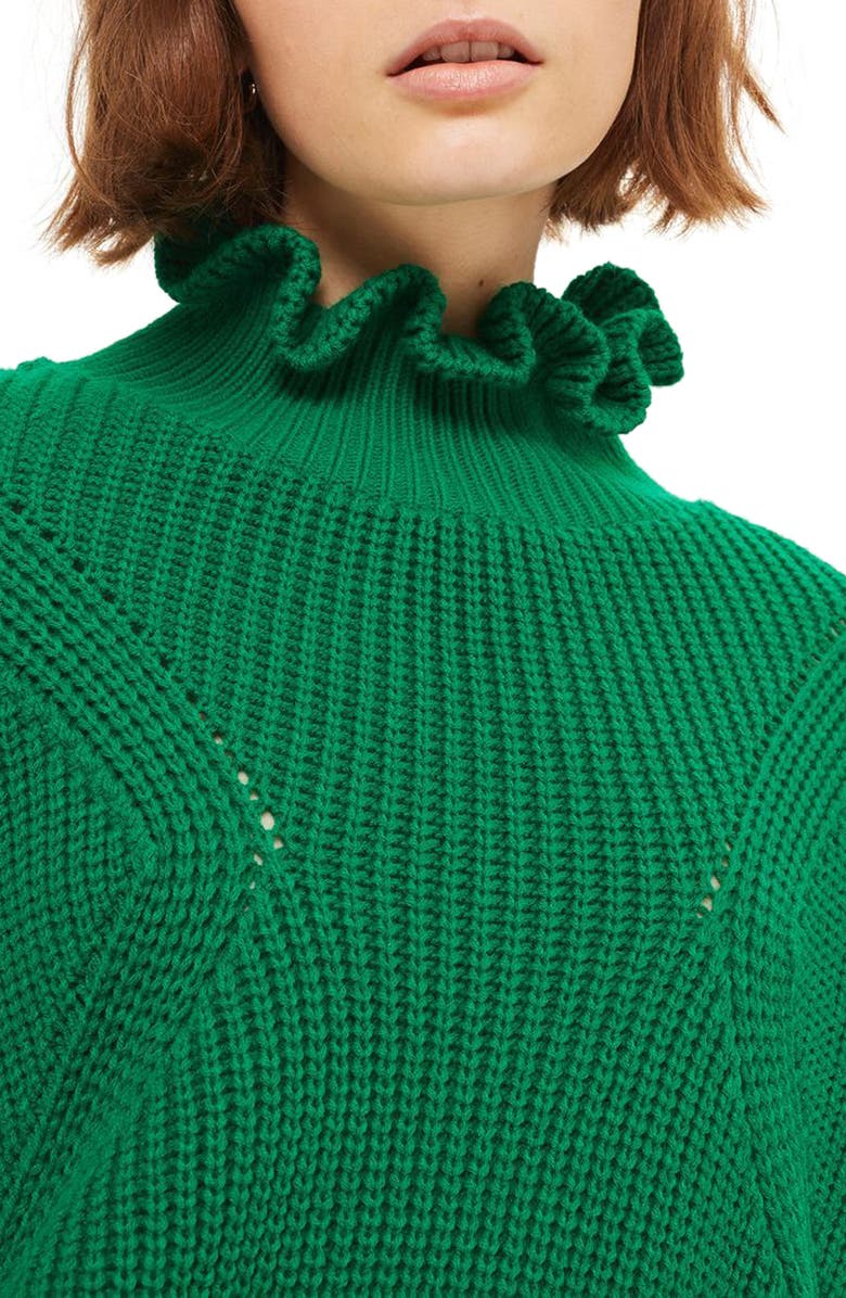 Topshop Frill Neck Sweater, Alternate, color, 