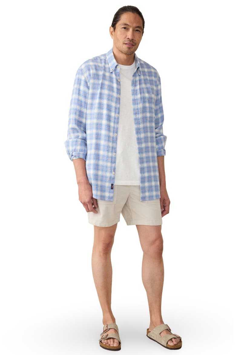 Breeze Linen Blend Button-Down Shirt, Alternate, color, BRISTOL HARBOR PLAID