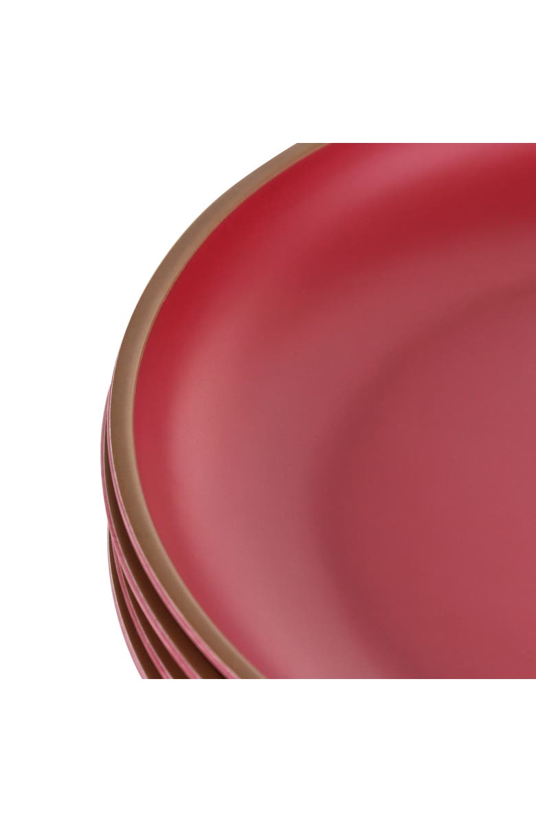 Gibson Home Rockabye 4 Piece Melamine Dinner Plate Set, Alternate, color, Dark Pink