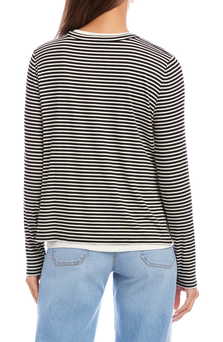 Karen Kane Stripe Layered Side Slit Top, Alternate, color, Bow