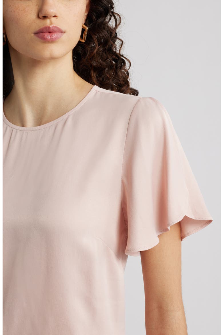 Flutter Sleeve Satin Top, Alternate, color, PINK SMOKE