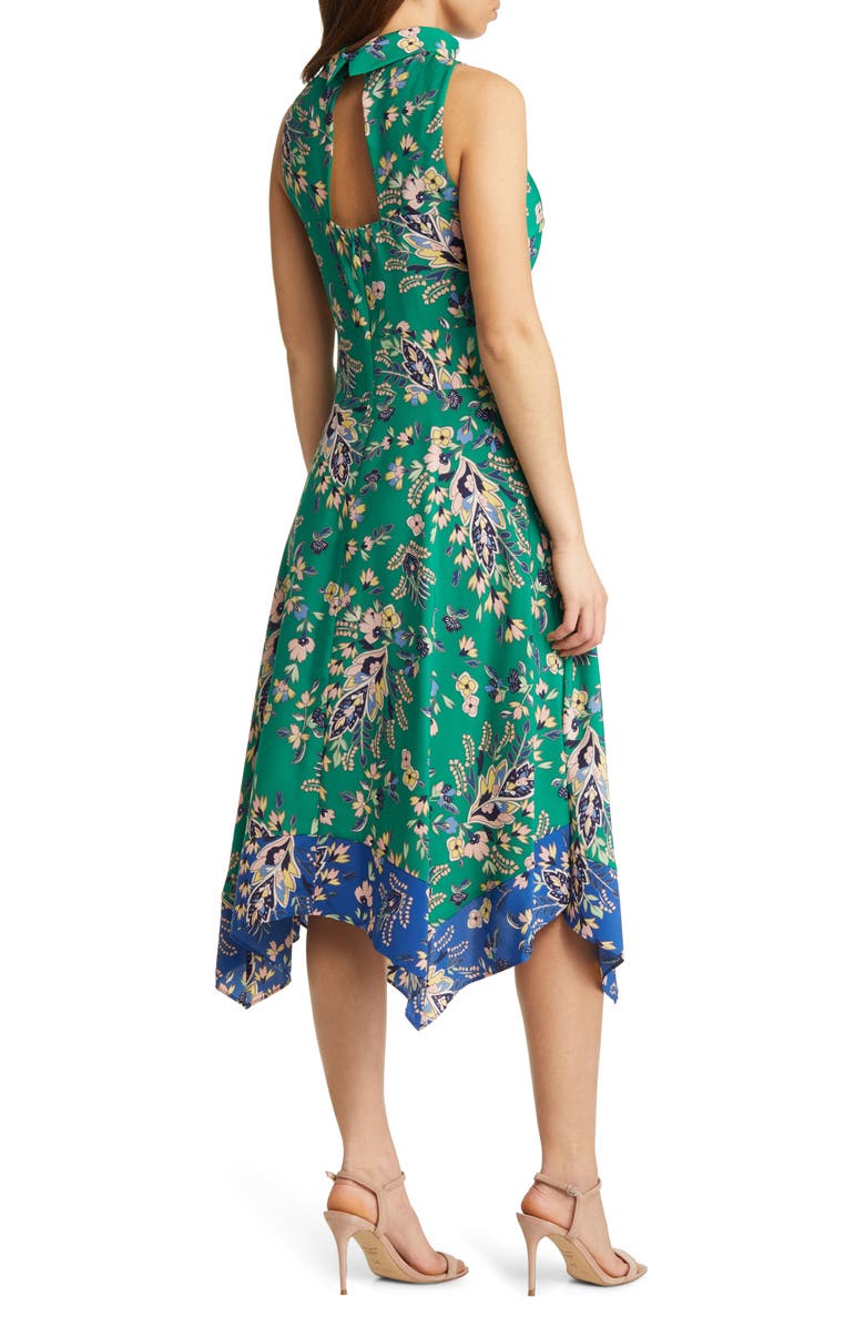 Vince Camuto Printed Handkerchief Hem Midi Dress, Alternate, color,