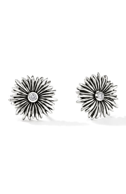 B&F x JH Wildflower Stud Earrings, Sterling Silver, Lab Grown Diamond