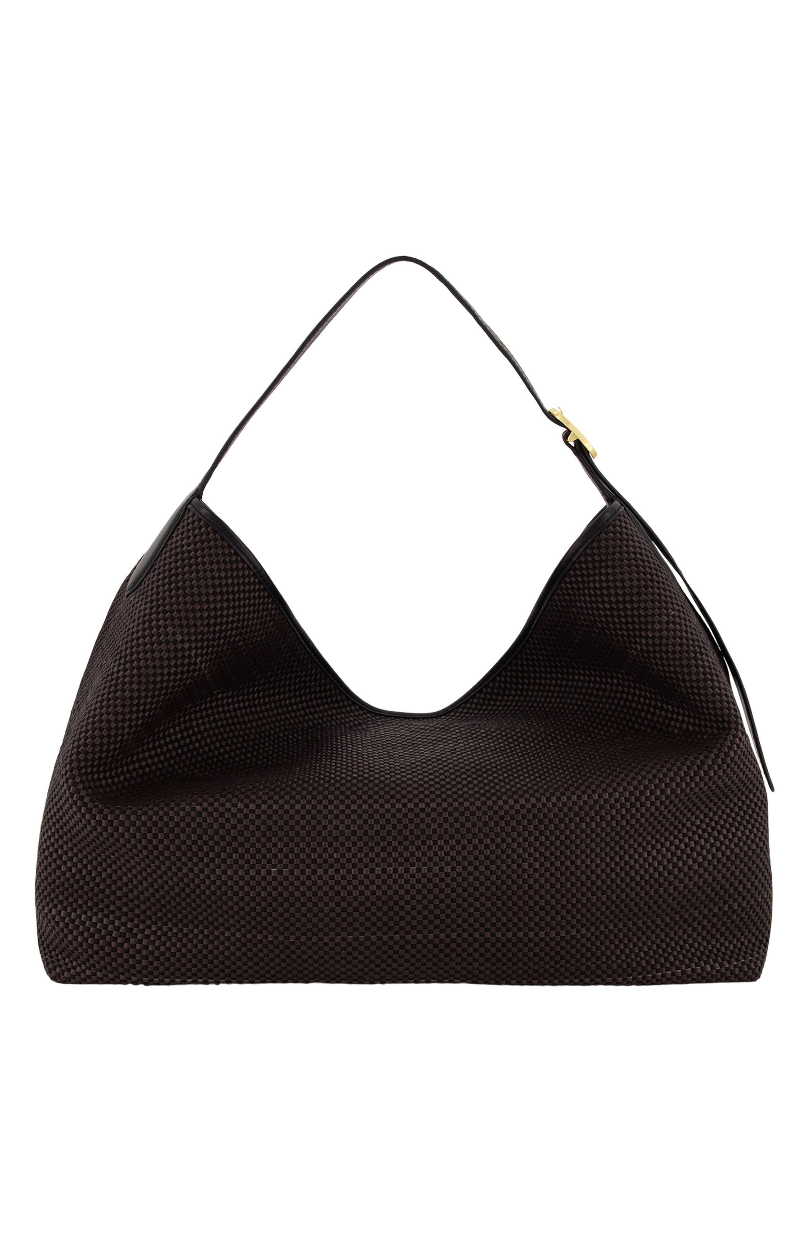 Vivian Small Woven Leather Hobo, Main, color, CACAO/ BLACK