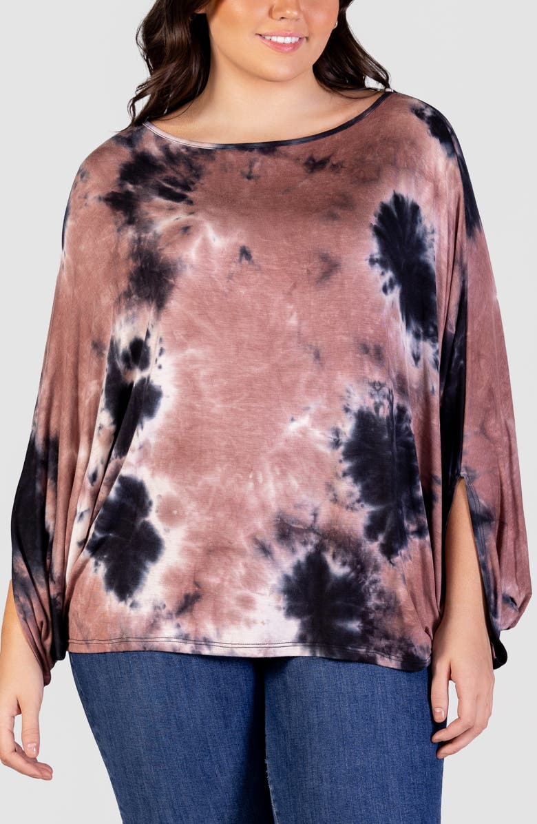 24seven Comfort Apparel Tie Dye Print Relaxed Top, Main, color, 