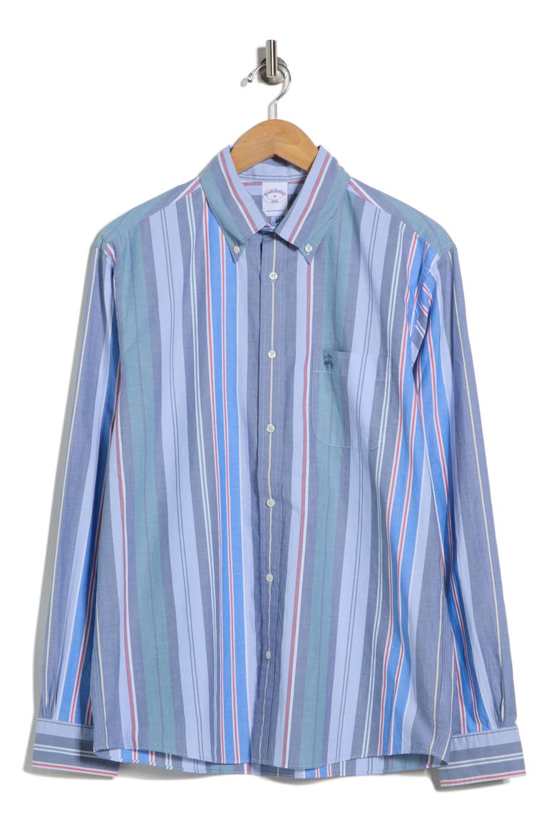 Stripe Poplin Long Sleeve Shirt, Alternate, color, BLUE MULTI