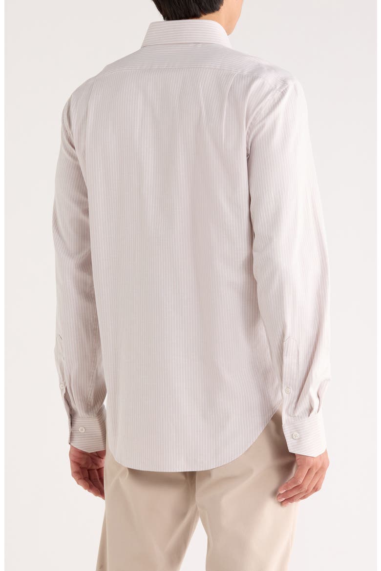 Trim Fit Stripe Textured Stretch Dress Shirt, Alternate, color, TAN