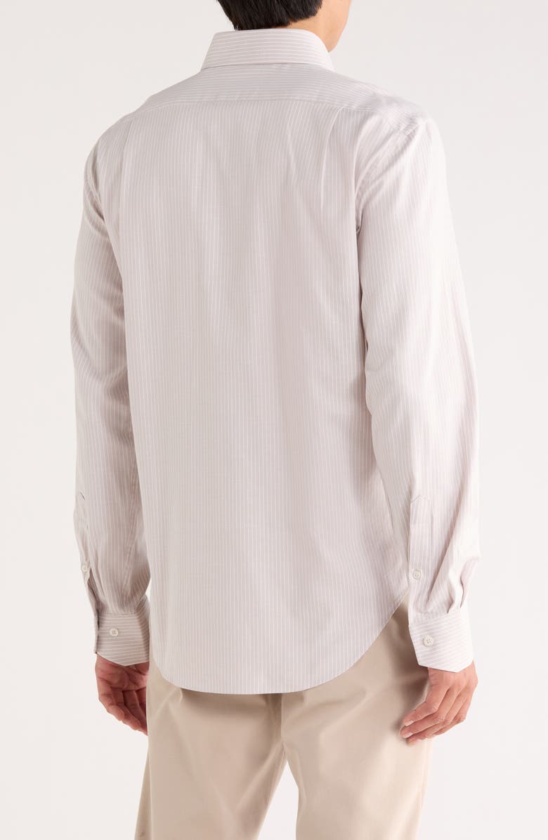 Lorenzo Uomo Trim Fit Stripe Textured Stretch Dress Shirt, Alternate, color, Tan