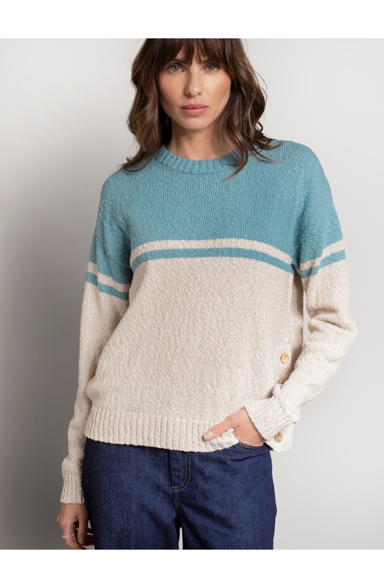 Celtic & Co. Slub Yarn Colourblock Sweater, Alternate, color, Skylight / Oatmeal