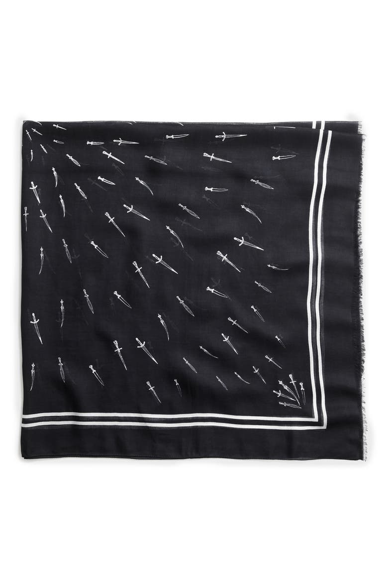 Dagger Print Scarf, Main, color, BLACK