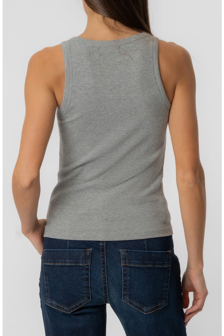 Anastasia Stretch Cotton Blend Rib Tank, Alternate, color, HEATHER GREY