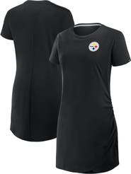 FANATICS Women's Fanatics Black Pittsburgh Steelers Ruched Drape T-Shirt Dress