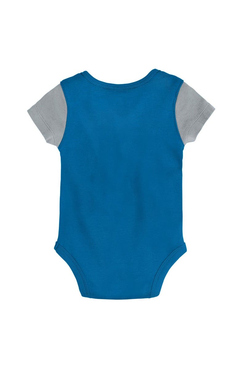 Outerstuff Newborn & Infant Blue/Silver Detroit Lions Little Champ Three-Piece Bodysuit Bib & Booties Set, Alternate, color, 