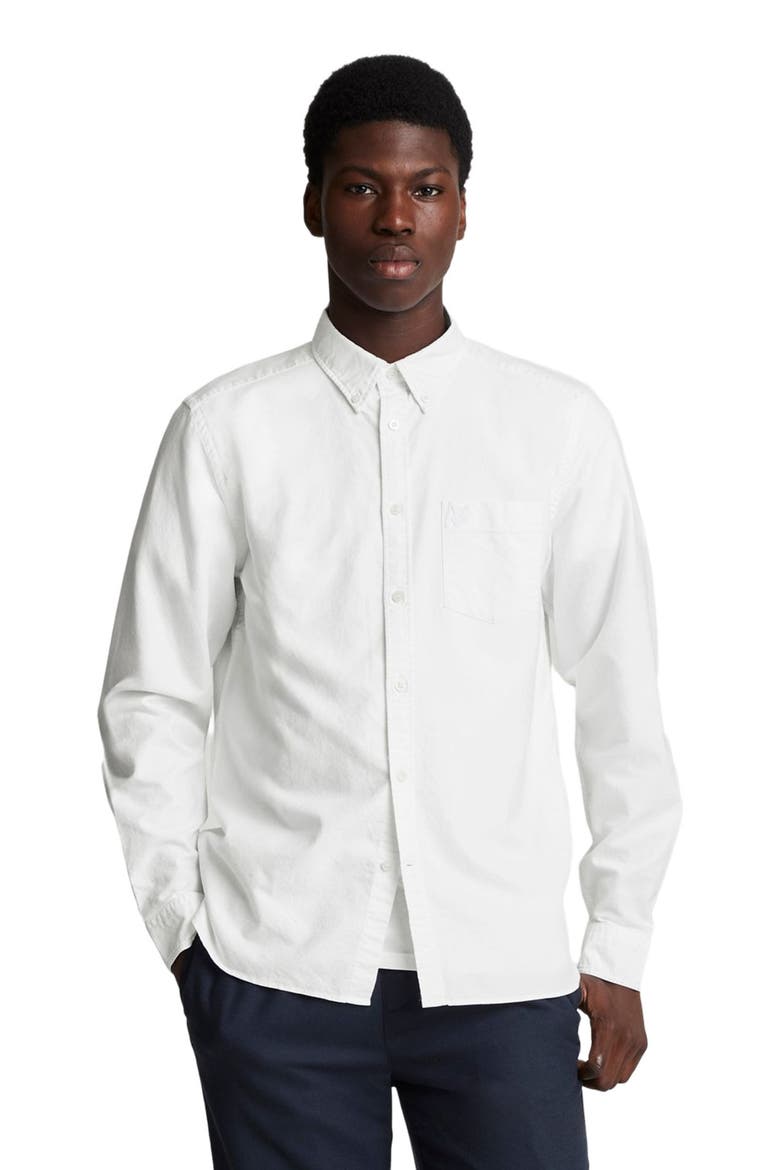 Tonal Eagle Plain Oxford Shirt, Alternate, color, White