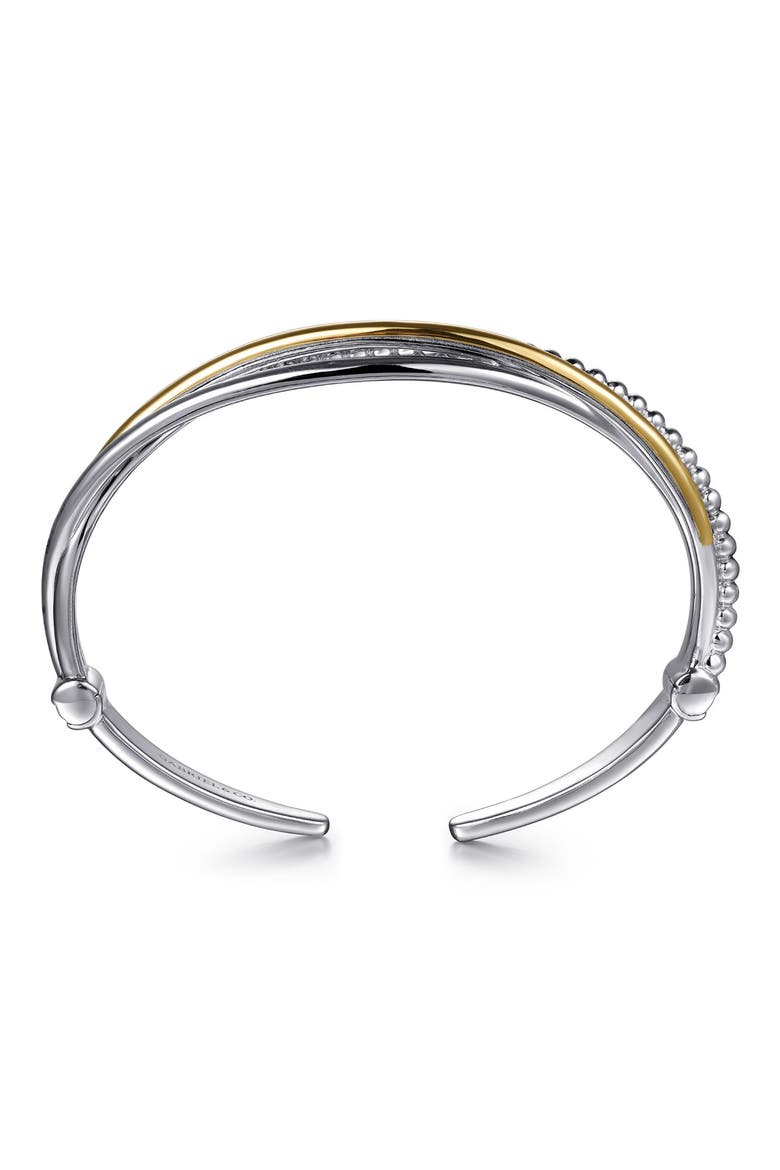Bujukan 14k Gold and Sterling Silver Bypass Bangle, Alternate, color, STERLING / 14K YELLOW GOLD