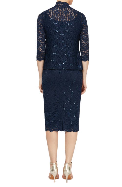Slny Womens 2pc Lace Midi Dress In Navy
