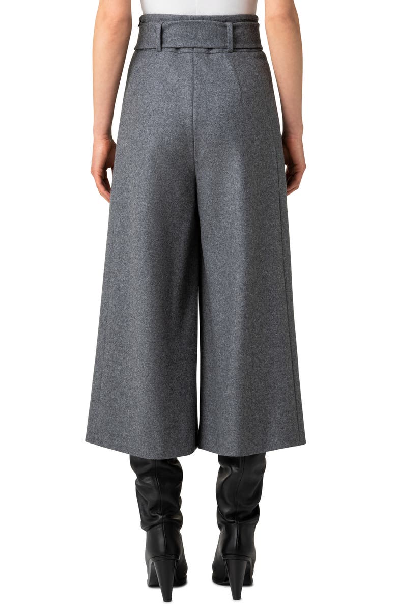 Akris punto Fiorella Belted Wool Blend Flannel Culottes, Alternate, color,