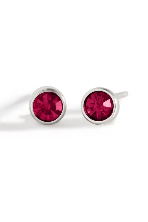 Mint & Lily Birthstone Bezel Studs In Burgundy