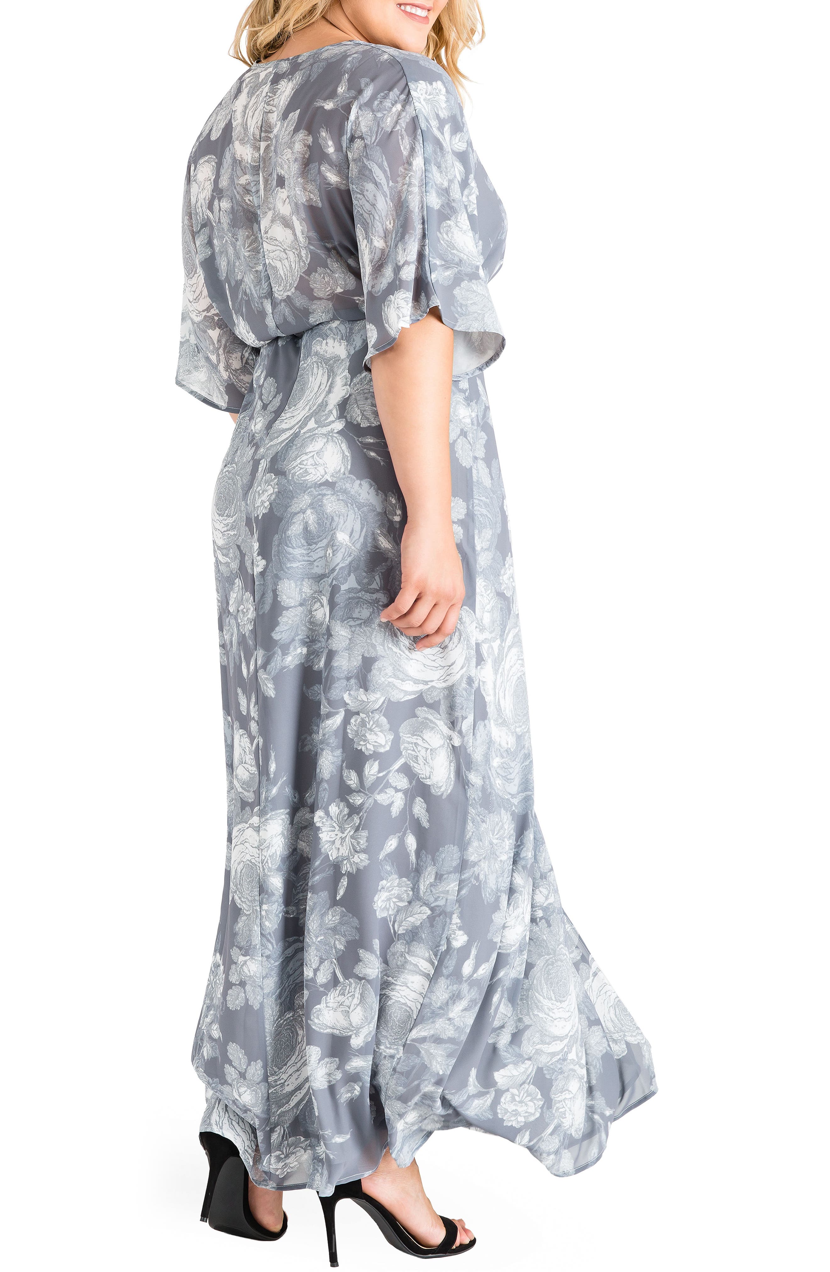 olivia grey wrap dress Plus Size Kimono Maxi wedding party dress