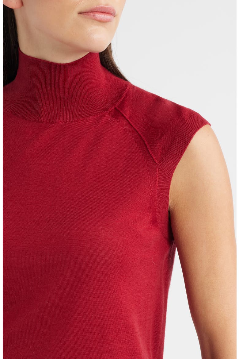 Fipini Virgin Wool Turtleneck Tank, Alternate, color, DK RD