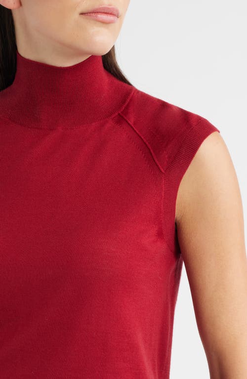 Hugo Boss Fipini Wool-blend Sleeveless Mock Neck Sweater In Red
