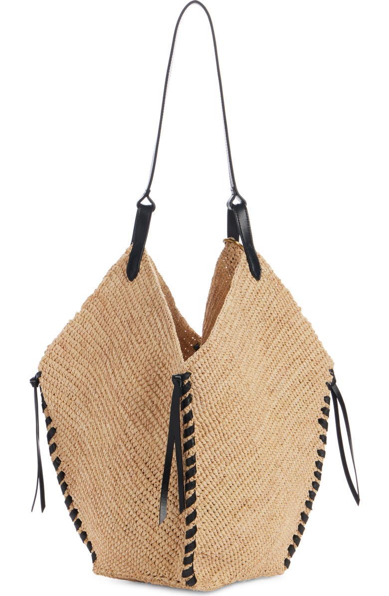 Isabel Marant Tampa Woven Raffia Tote, Alternate, color, Natural/ Black