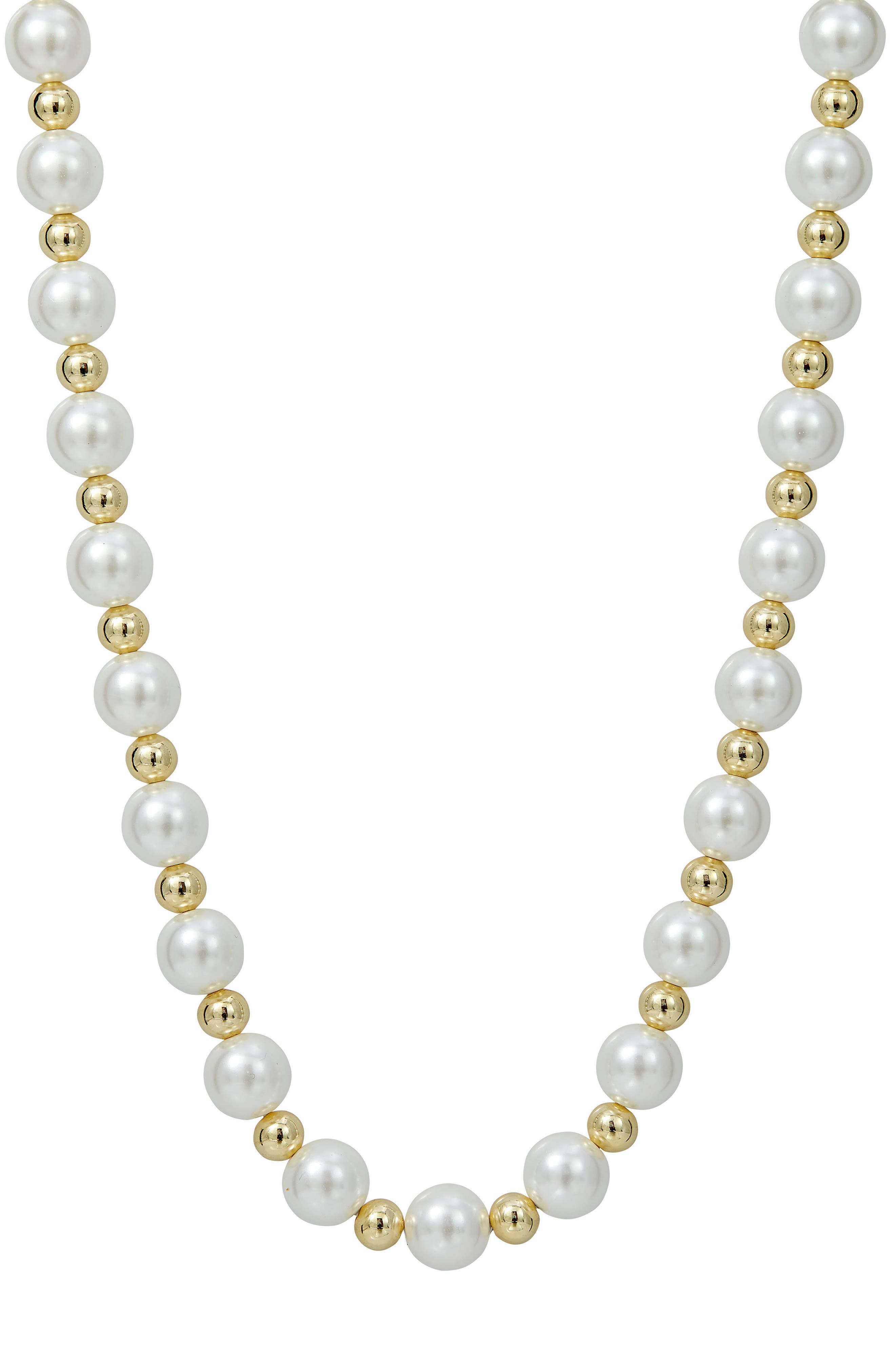 SAVVY CIE JEWELS Faux Pearl Beaded Station Magnetic Necklace