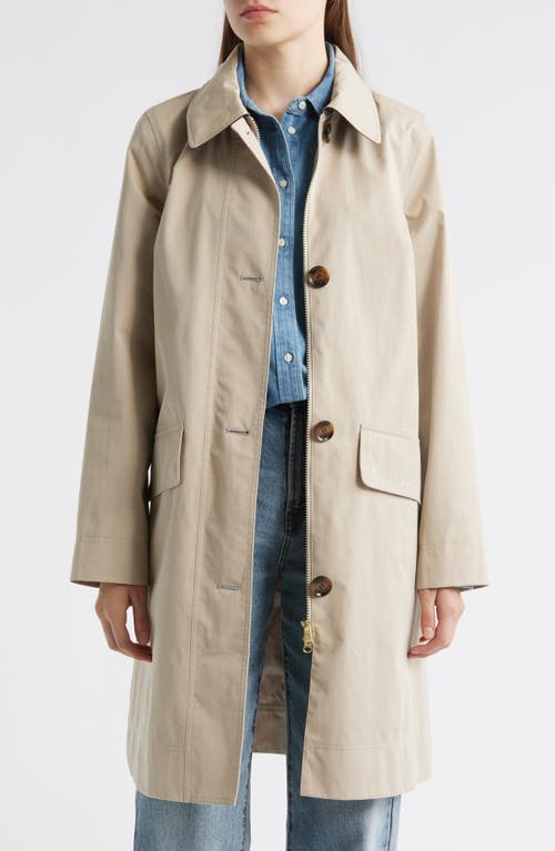 Barbour Hebrides Longline Waterproof Jacket With Removable Hood In Neutral