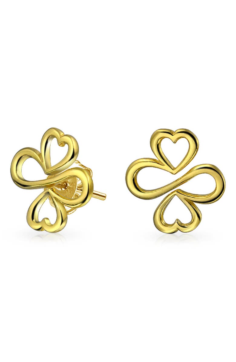 BLING JEWELRY Ayllu Come Together Yellow Gold Plated Sterling Silver Stud Earrings, Alternate, color, 