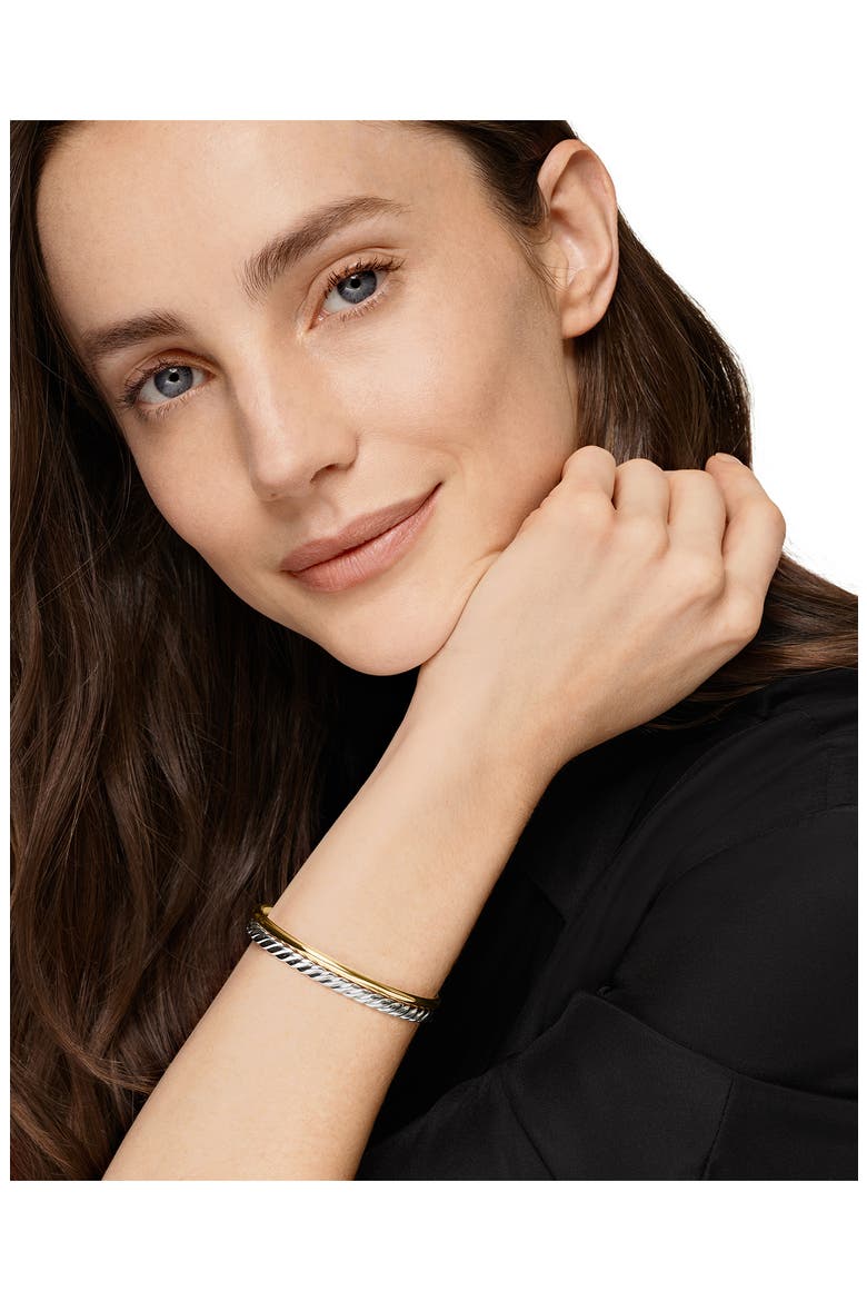 DY Mercer® Two Row Cuff Bracelet in Sterling Silver with 18K Yellow Gold, 8mm, Alternate, color, SILVER/ GOLD