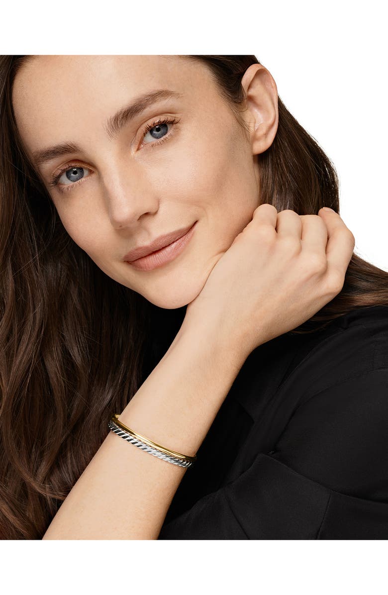 David Yurman DY Mercer<sup>®</sup> Two Row Cuff Bracelet in Sterling Silver with 18K Yellow Gold, 8mm, Alternate, color, Silver/ Gold