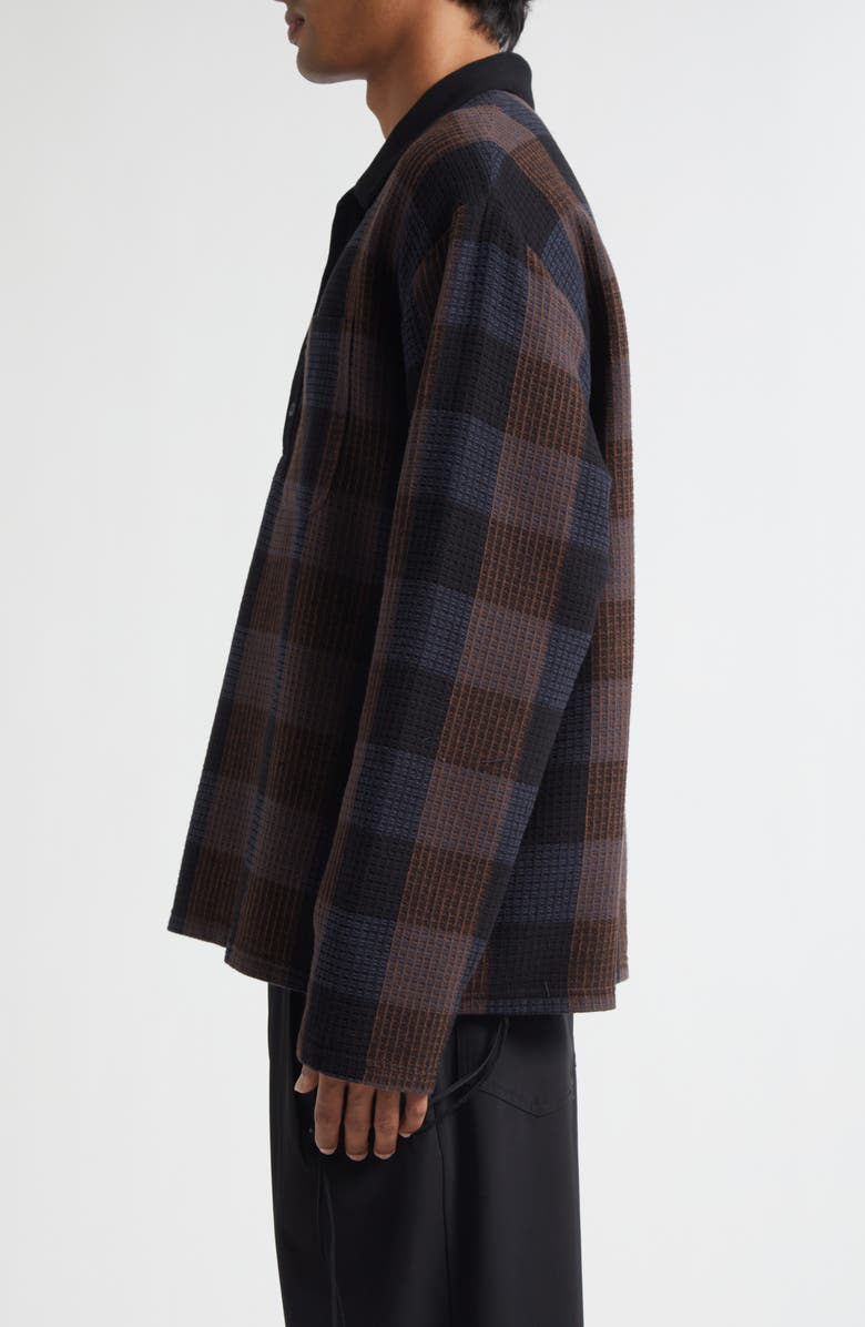 SONG FOR THE MUTE Plaid Long Sleeve Cotton Polo, Alternate, color, Black