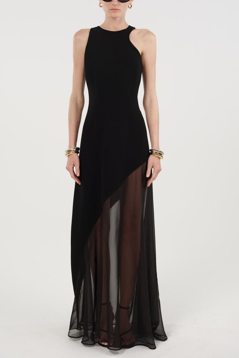 Sheer Detail Maxi Dress, Main, color, Black
