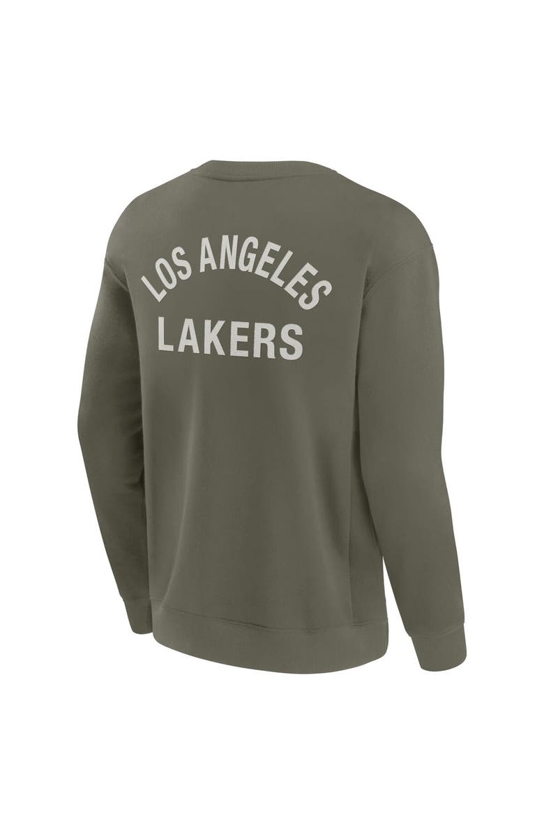 Fanatics Signature Unisex Fanatics Signature Olive Los Angeles Lakers Super Soft Pullover Crew Sweatshirt, Alternate, color, Olive
