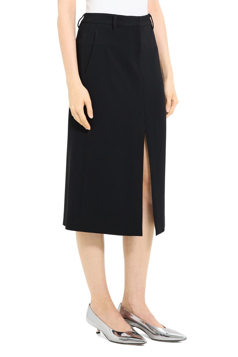 Front Vent A-Line Skirt, Alternate, color, BLACK