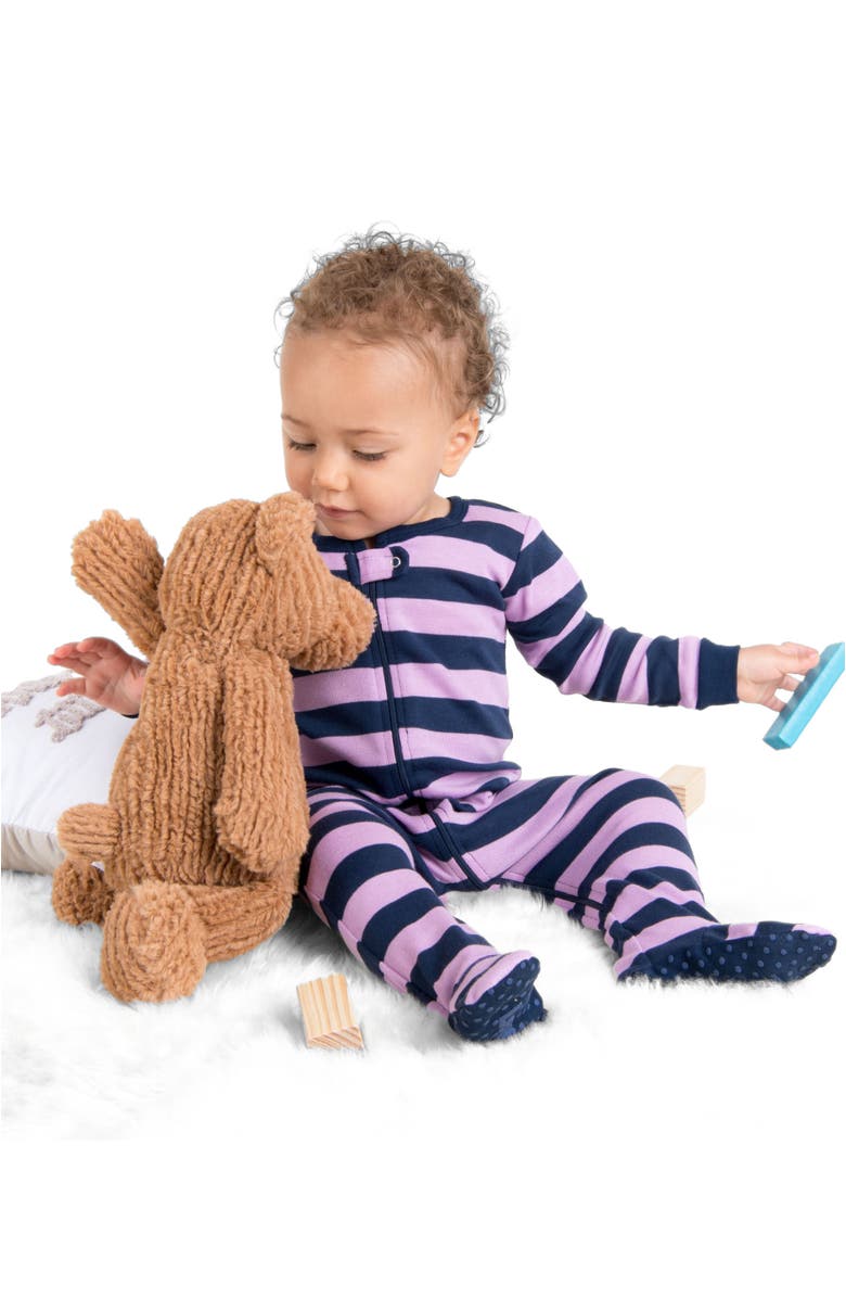 Leveret Footed Striped Cotton Matching Family Pajamas, Alternate, color, Purple 
Navy