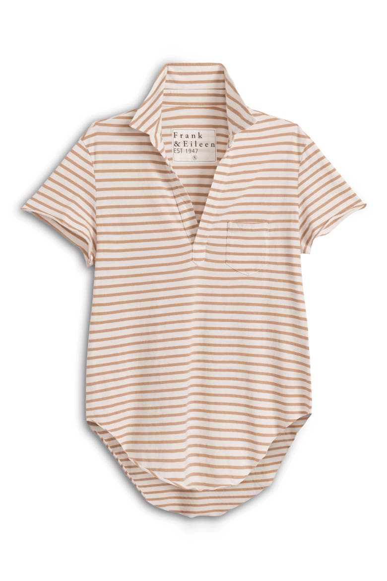Charlotte Striped Polo, Main, color, VINTAGE WHITE CAMEL STRIPE